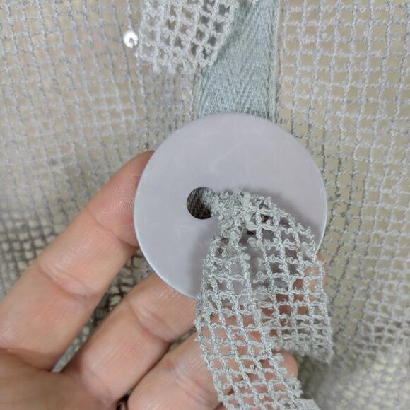 Net Top OS Tan Taupe Lagenook Button Funky Artsy Eclectic Beach Neutral Open - Picture 4 of 11